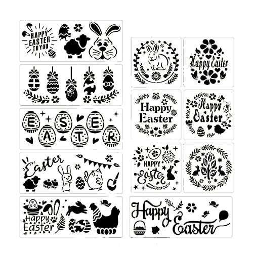 Malschablonen mit Ostermotiven, wiederverwendbar, hohl, für Liebhaber, Kinder, Jungen, Mädchen, Studenten, 12 Stück Malschablonen mit Ostermotiven, wiederverwendbar, hohl, für Liebhaber, Kinder, Jungen, Mädchen, Studenten, 12 Stück von BFANGLC