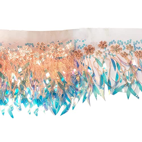 Pailletten-Fransen, Blumenmuster, Tüll, Spitzenband, Bordüre, Besatz, Stoff, bestickte Applikation, Nähen, Handwerk, 91 cm Pailletten-Fransen, Blumenmuster, Tüll, Spitzenband, Bordüre, Besatz, Stoff, bestickte Applikation, Nähen, Handwerk, 91 cm von BFANGLC