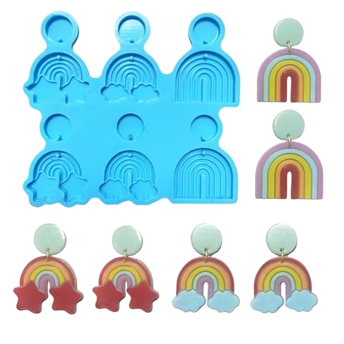 Silikonform für Ohrring-Anhänger, Epoxidharz, Schmuckherstellung, Regenbogen-Anhänger, kreatives Schmuckhandwerk von BFANGLC