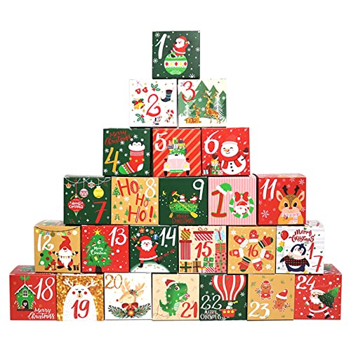 Weihnachts-Adventskalender-Boxen, 24 Stück, einfach zusammengebaut, Verpackung für Urlaub, Party, Gästebedarf Weihnachts-Adventskalender-Boxen, 24 Stück, einfach zusammengebaut, Verpackung für Urlaub, Party, Gästebedarf von BFANGLC