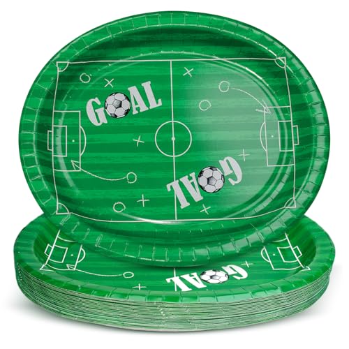 BFB Ovale Pappteller Fußball 32 x 26 cm Goal 24 Stück Groß Papierteller Partygeschirr Set für Fußballparty, Kindergeburtstag, Zurück in die Schule, Abschluss BFB Ovale Pappteller Fußball 32 x 26 cm Goal 24 Stück Groß Papierteller Partygeschirr Set für Fußballparty, Kindergeburtstag, Zurück in die Schule, Abschluss von BFB