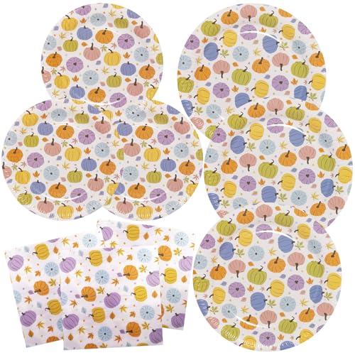 BFB Pappteller Set 48 Stück Kürbis und Ahornblätter Dessertteller und Papierteller Servietten Partygeschirr Set Tischdekoration Geschirrdekoration, Lila BFB Pappteller Set 48 Stück Kürbis und Ahornblätter Dessertteller und Papierteller Servietten Partygeschirr Set Tischdekoration Geschirrdekoration, Lila von BFB