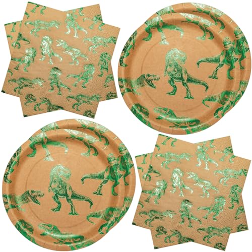Dinosaurier Pappteller Servietten Partygeschirr Set Grün Goldfolie Dino Kindergeburtstagsfeier Papierservietten Partyteller Set für 20 Personen Dinosaurier Pappteller Servietten Partygeschirr Set Grün Goldfolie Dino Kindergeburtstagsfeier Papierservietten Partyteller Set für 20 Personen von BFB