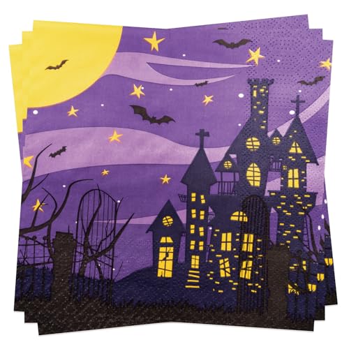 Halloween Spukhaus Servietten 50 Stück Lila Papierservietten 33 x 33 cm Partyservietten, 3-lagig Papier Halloween Spukhaus Servietten 50 Stück Lila Papierservietten 33 x 33 cm Partyservietten, 3-lagig Papier von BFB