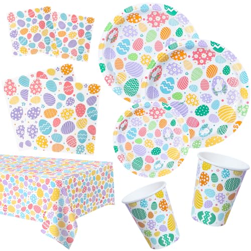 Pappteller Set Ostern Papierservietten Partyteller 81 Stück Ostereier Papierteller Dessertteller Servietten Pappbecher Tischdecken Partygeschirr Set Osterdeko Tischdeko für Ostern Pappteller Set Ostern Papierservietten Partyteller 81 Stück Ostereier Papierteller Dessertteller Servietten Pappbecher Tischdecken Partygeschirr Set Osterdeko Tischdeko für Ostern von BFB