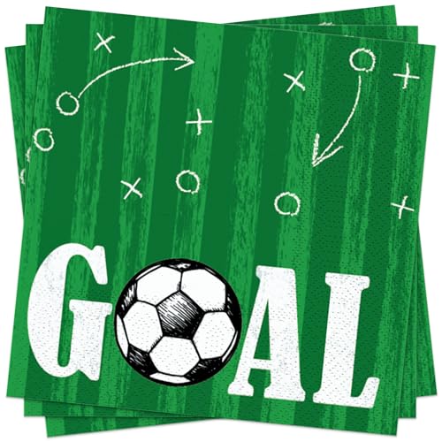 Servietten Fußball 50 Stück Papierservietten 33 x 33 cm Partyservietten für Fußballparty, Kindergeburtstag, Zurück in die Schule, Abschluss von BFB