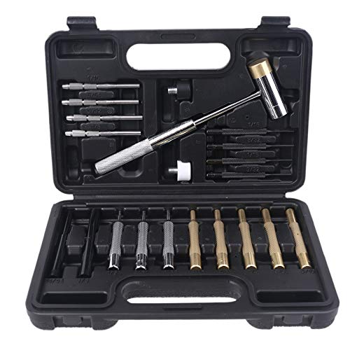 21-teiliges professionelles Werkzeug-Set, Stahlstifthammer, Messing, Lederwaren, Reparatur, Wartung mit Aufbewahrung für Koffer 21-teiliges professionelles Werkzeug-Set, Stahlstifthammer, Messing, Lederwaren, Reparatur, Wartung mit Aufbewahrung für Koffer von BFLKY