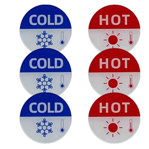 6 Stück/Set, einfach zu verwendende Wassertemperatur-Etiketten, Temperatur-Aufkleber, schnelle Identifizierungsaufkleber, markieren klar heiß und kalt 6 Stück/Set, einfach zu verwendende Wassertemperatur-Etiketten, Temperatur-Aufkleber, schnelle Identifizierungsaufkleber, markieren klar heiß und kalt von BFLKY