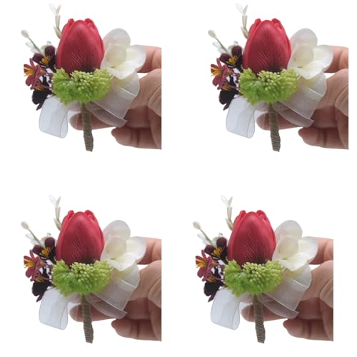 Ansteckblume für Hochzeit, Ansteckblume für Braut, Hochzeit, Boutonniere, Boutonniere für Hochzeitszeremonie, Jahrestag, 4 Stück Ansteckblume für Hochzeit, Ansteckblume für Braut, Hochzeit, Boutonniere, Boutonniere für Hochzeitszeremonie, Jahrestag, 4 Stück von BFLKY