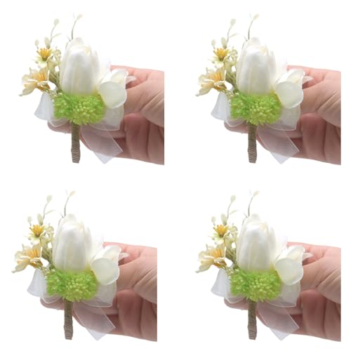 Ansteckblume für Hochzeit, Ansteckblume für Braut, Hochzeit, Boutonniere, Boutonniere für Hochzeitszeremonie, Jahrestag, 4 Stück Ansteckblume für Hochzeit, Ansteckblume für Braut, Hochzeit, Boutonniere, Boutonniere für Hochzeitszeremonie, Jahrestag, 4 Stück von BFLKY