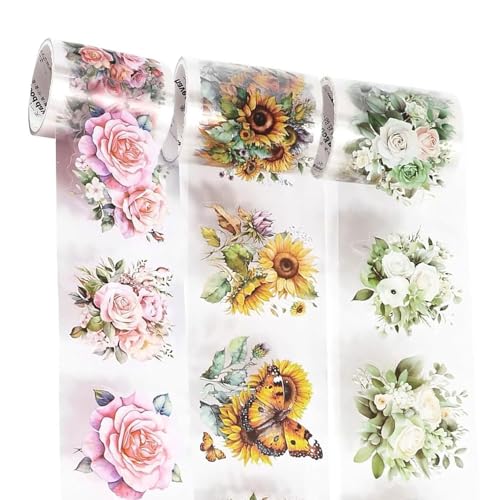 BFLKY 3 Rollen Blumenaufkleber, Scrapbooking, dekoratives Klebeband, ästhetisches Abdeckband für Scrapbooking, Tagebuch, Fotoalbum, Notizbuch BFLKY 3 Rollen Blumenaufkleber, Scrapbooking, dekoratives Klebeband, ästhetisches Abdeckband für Scrapbooking, Tagebuch, Fotoalbum, Notizbuch von BFLKY