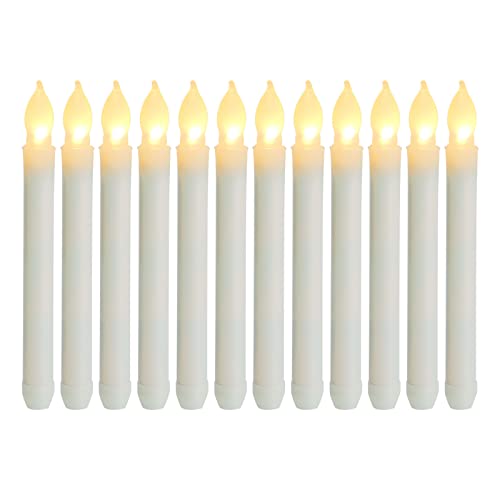 BFLKY Elektrische LED-Kerzen, flammenlos, Set mit 12 dekorativen Tischleuchten, Ornament für Restaurant, Esstisch, Dekoration BFLKY Elektrische LED-Kerzen, flammenlos, Set mit 12 dekorativen Tischleuchten, Ornament für Restaurant, Esstisch, Dekoration von BFLKY
