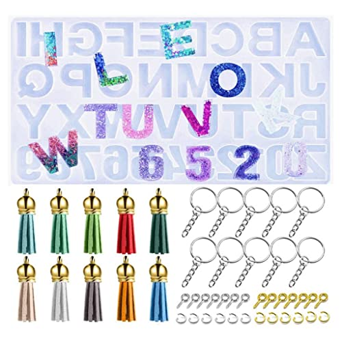 BFLKY Epoxid-Formen-Set mit Buchstaben, Zahlen, Schlüsselanhänger, mit Kette für Schlüsselringe, Augenschraube, Ösennadel, bunt, 171-teilig BFLKY Epoxid-Formen-Set mit Buchstaben, Zahlen, Schlüsselanhänger, mit Kette für Schlüsselringe, Augenschraube, Ösennadel, bunt, 171-teilig von BFLKY