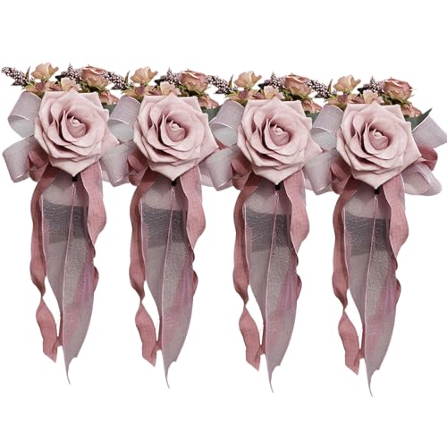 BFLKY Set mit 4 luxuriösen Hochzeitsfahrzeug-Verzierungen, Seidenblumensträuße für Hochzeitsautobrillen und Griff-Verschönerungen BFLKY Set mit 4 luxuriösen Hochzeitsfahrzeug-Verzierungen, Seidenblumensträuße für Hochzeitsautobrillen und Griff-Verschönerungen von BFLKY