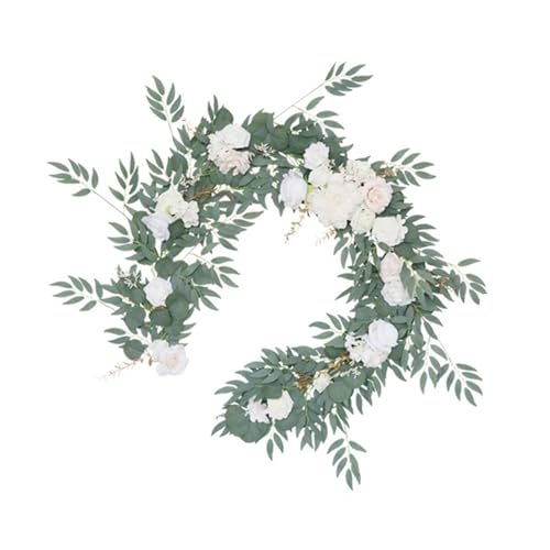 BFLKY Tischläufer mit künstlichen Rosenranken, hängende Blumen, Tischläufer, Hochzeit, Party, Garten, Kunstdekoration von BFLKY
