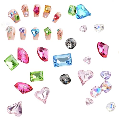 Glitzernde Nägel mit Strasssteinen, spitzer Boden, Kristall, Edelsteinen, bunte Nägel, Charm-Nägel, Dekoration, 50/100 Stück Glitzernde Nägel mit Strasssteinen, spitzer Boden, Kristall, Edelsteinen, bunte Nägel, Charm-Nägel, Dekoration, 50/100 Stück von BFLKY