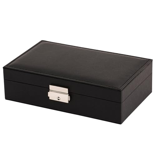Schmuckkästchen für Damen, 2-lagiger Schmuckhalter, Leder-Schmuckkästchen und mit Schnalle, abnehmbare Schmuckschatullen von BFLKY