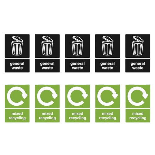 Selbstklebende Etiketten für Recyclingbehälter, Organisationsaufkleber für Abfallmanagement, Dekoration, 10 Stück Selbstklebende Etiketten für Recyclingbehälter, Organisationsaufkleber für Abfallmanagement, Dekoration, 10 Stück von BFLKY