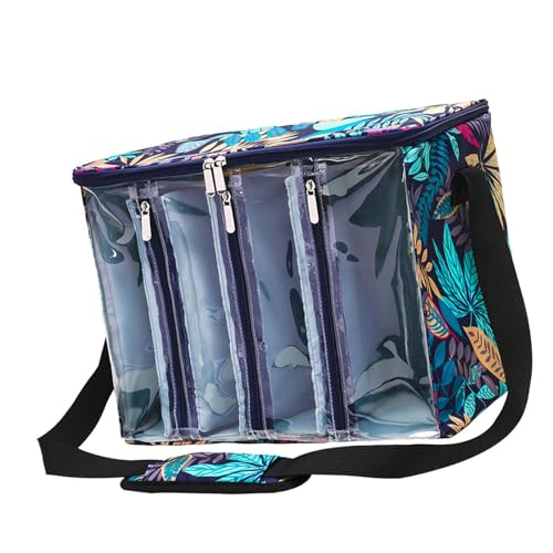 Stilvolle Stricktasche mit blauem Blattmuster, praktische Basteltasche zum Organisieren von Garnnadeln und Häkelzubehör Stilvolle Stricktasche mit blauem Blattmuster, praktische Basteltasche zum Organisieren von Garnnadeln und Häkelzubehör von BFLKY