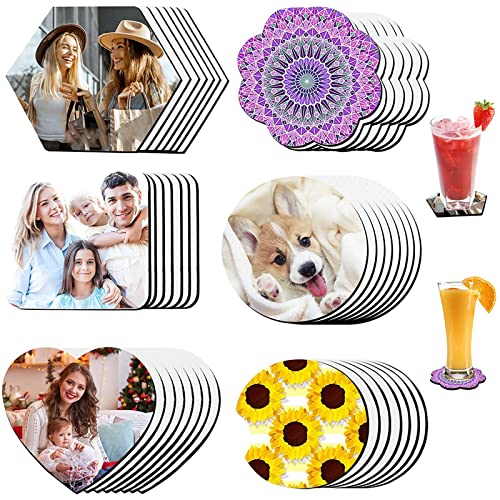 Sublimationsuntersetzer, Thermotransfer-Untersetzer, blanko, wasserdicht, für Zuhause, Küche, Dekoration, 42 Stück Sublimationsuntersetzer, Thermotransfer-Untersetzer, blanko, wasserdicht, für Zuhause, Küche, Dekoration, 42 Stück von BFLKY