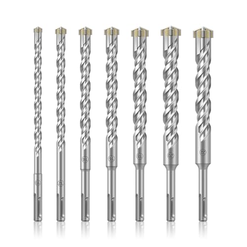 Drehende Hammerbohrung Doppelgewinde-Hartmetall-Mauerbohrer for Hammerbohrer, Beton, Ziegel, 7 Stück, 8–25 mm(7pcs) von BFNDSSEOU