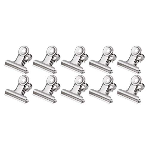 Metallscharniere Papierhalterung Briefklammern aus Edelstahl, kleine Bulldog-Clips, Büroklammer, Lebensmittelbeutel-Clip for Etiketten, Taschen, Büro, Zuhause, Küche, 31 mm, 10er-Pack von BFNDSSEOU