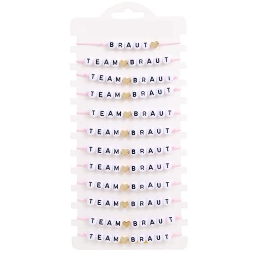 12 Stück Team Braut ArmbäNder Junggesellenabschied Frauen Bachelorette Party Accessories Poltern Frauen Girlande JGA Deko Armband Hen Party Dekoration Rosa für Hochzeitsgeschenke Brautjungferngruppen von BFUZXY