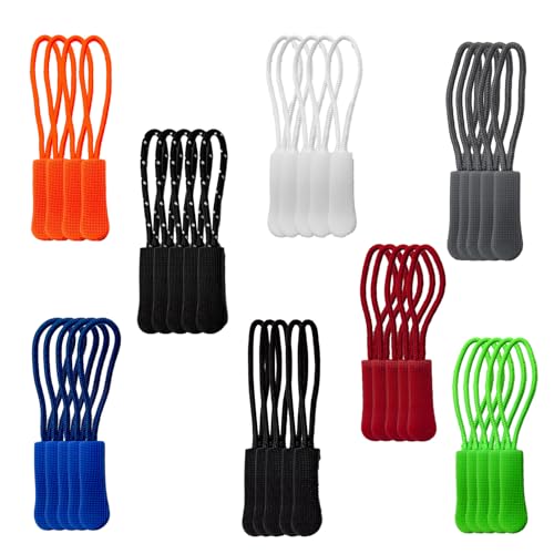 40 Stück ReißVerschluss Anhänger,Reissverschluss Anhänger,Zipper Pull,Reißverschlussanhänger,Reisverschluss-Zipper Ersatz,für Kleidung Zip String Pulls,Nylon Ersatzzipper(Schwarz/Weiß/Blau/Grün) von BFUZXY