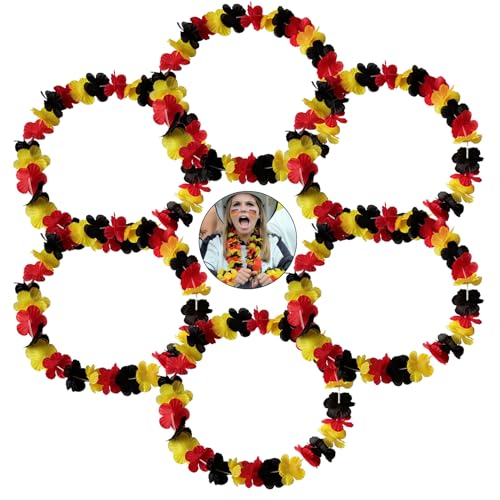6 Stück Hawaiianische Blumenkränze in Rot,Gelb&Schwarz,Hawaii Deko für Tropische Partys,Luau Feste&Kostümveranstaltungen,Bunte Blumenkette für Erwachsene&Kinder,Hawaii Ketten für einen Aloha-Look 6 Stück Hawaiianische Blumenkränze in Rot,Gelb&Schwarz,Hawaii Deko für Tropische Partys,Luau Feste&Kostümveranstaltungen,Bunte Blumenkette für Erwachsene&Kinder,Hawaii Ketten für einen Aloha-Look von BFUZXY