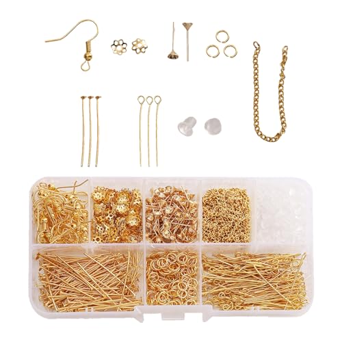 Ohrringe Selber Machen Set,Schmuck Selber Machen Set,Ohrringe Basteln Set,Ketten Perlen für Armbänder Kit,DIY Ohrringe Zubehör,Anwendbar auf Ohrstecker Armband Halskette DIY Anfänger und Erwachsene von BFUZXY