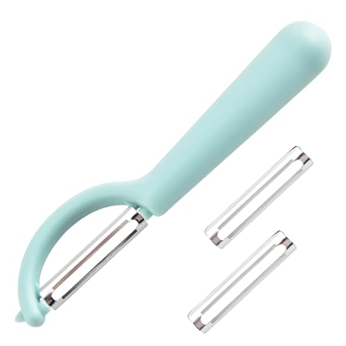 P-Schäler Tupper Set,Sparschäler Linkshänder mit 2 Ersatzklingen,Kartoffelschäler für Spargelschäler Gemüse,Gemüseschäler für Tupperware Ersatzklinge,Schälmesser Ersatzteile,Universalschäler (Blau) von BFUZXY