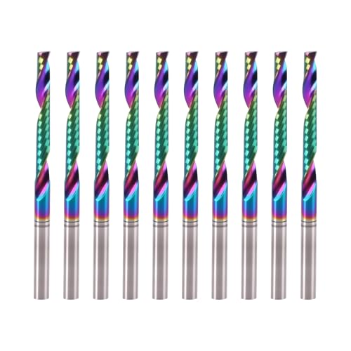 BFVV 10 PCS O-Flute CNC Router Bit Set:1/20.3 cm Shank, Spiral Up-Cut Solid Carbide Fräser with DLC Coating for Precision Wood Carving Applications BFVV 10 PCS O-Flute CNC Router Bit Set:1/20.3 cm Shank, Spiral Up-Cut Solid Carbide Fräser with DLC Coating for Precision Wood Carving Applications von BFVV