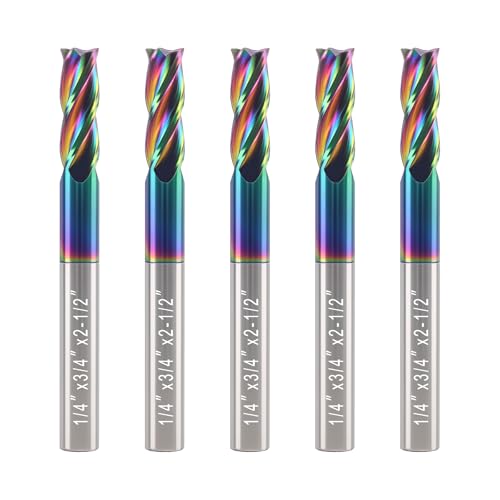 BFVV 5-teiliges CNC-Fräser-Set: 1/4-Zoll-Schaft und Schnittdurchmesser, 4-schneidige Spiralfräser aus Vollhartmetall mit DLC-Beschichtung für industrielle Stahlverarbeitung BFVV 5-teiliges CNC-Fräser-Set: 1/4-Zoll-Schaft und Schnittdurchmesser, 4-schneidige Spiralfräser aus Vollhartmetall mit DLC-Beschichtung für industrielle Stahlverarbeitung von BFVV