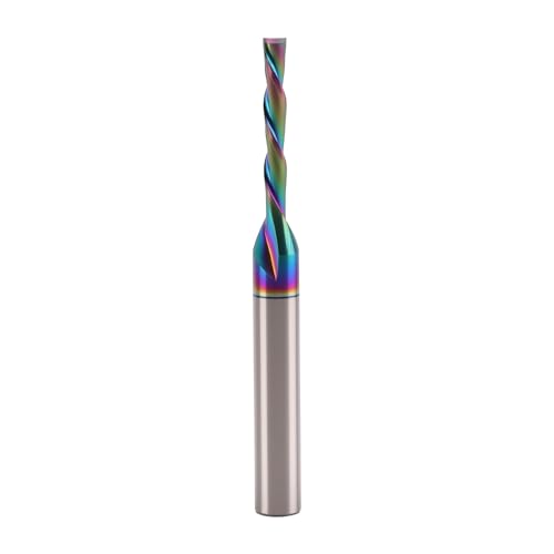 BFVV CNC Down-Cut Router Bits 1/4 Zoll Schaft, 1/20.3 cm Schnittdurchmesser, 2-schneidige Spirale Vollhartmetall Fräser mit DLC Beschichtung für Schnitzen Holz Holzbearbeitungswerkzeuge von BFVV