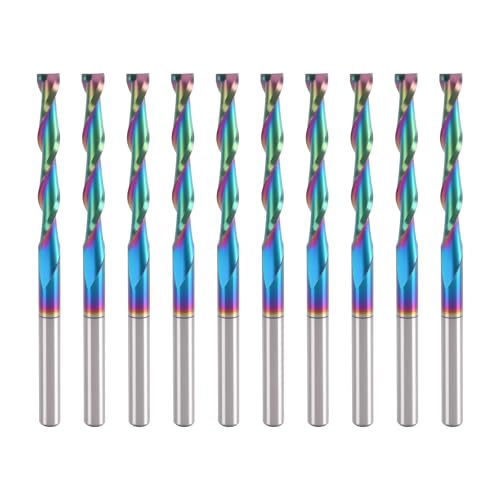 BFVV CNC-Fräser-Set, 1/8-Zoll-Schaft, 2 Rillen, spiralförmige, hochgeschnittene Vollhartmetall-Fräser mit DLC-Beschichtung für Präzisions-Holzschnitz-Anwendungen, 10-teilig BFVV CNC-Fräser-Set, 1/8-Zoll-Schaft, 2 Rillen, spiralförmige, hochgeschnittene Vollhartmetall-Fräser mit DLC-Beschichtung für Präzisions-Holzschnitz-Anwendungen, 10-teilig von BFVV