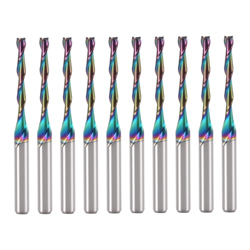 BFVV CNC-Fräser-Set, 1/8-Zoll-Schaft, 2-schneidig, hochgeschnittenes Vollhartmetall-Fräser mit DLC-Beschichtung für Präzisions-Holzschnitz-Anwendungen, 10-teilig BFVV CNC-Fräser-Set, 1/8-Zoll-Schaft, 2-schneidig, hochgeschnittenes Vollhartmetall-Fräser mit DLC-Beschichtung für Präzisions-Holzschnitz-Anwendungen, 10-teilig von BFVV