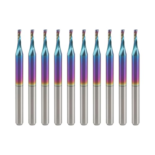 BFVV Spiralfräser-Bits, 0,3 cm Schaft, O-Nut, hochgeschnittenes Vollhartmetall-Fräser mit DLC-Beschichtung, CNC-Fräser-Bits, ideal für Acryl, Kunststoff, Aluminium, Holz, 10 Stück BFVV Spiralfräser-Bits, 0,3 cm Schaft, O-Nut, hochgeschnittenes Vollhartmetall-Fräser mit DLC-Beschichtung, CNC-Fräser-Bits, ideal für Acryl, Kunststoff, Aluminium, Holz, 10 Stück von BFVV
