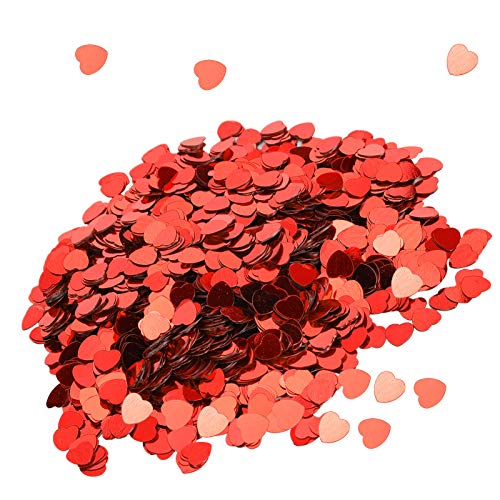 3000 Stück Glänzendes Konfetti in Herzform mit Pailletten, Party-Tischkonfetti für Hochzeitsfeiern, Ballon-Vasenfüller(Rot) von BFYDOAA