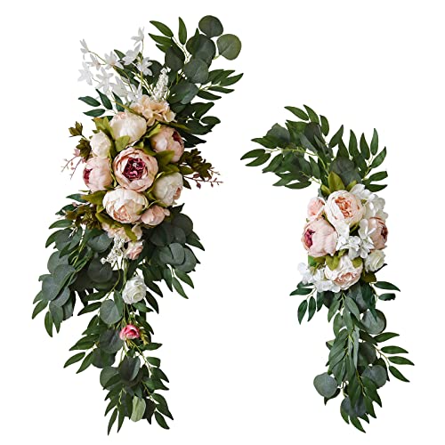 BFYDOAA Pfingstrosen-Girlande, Hochzeitsbogen-Blumen-Set, 2 Stück, künstliche Rosengirlande für Hochzeit, Tischdekoration, Bogenblumen-Dekoration von BFYDOAA