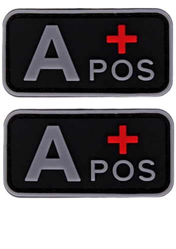 2 Blutgruppen-Patches, 3D-PVC-Gummi, A+B+AB+O+positive und negative Gummi-Patches, DIY-Abzeichen, Militärmoral, kleiner Aufnäher, medizinisches Armband-Abzeichen (A+) von BFYDmttuBF