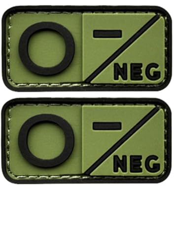 2 Blutgruppen-Patches, 3D-PVC-Gummi, A+B+AB+O+positive und negative Gummi-Patches, DIY-Abzeichen, Militärmoral, kleiner Aufnäher, medizinisches Armband-Abzeichen (O-) von BFYDmttuBF