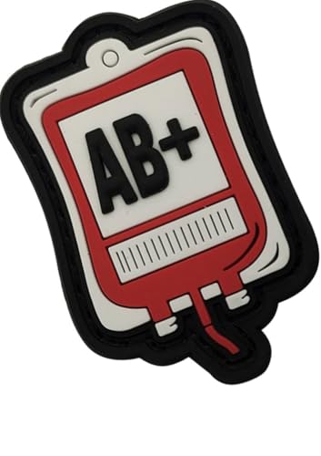 PVC-Weichgummi-Blutgruppe A + B + AB + O + taktischer Aufkleber für den Außenbereich, personalisiertes Zubehör kann an Kleidung, Rucksäcken, Hüten usw. befestigt werden (Bluttyp AB+ von BFYDmttuBF