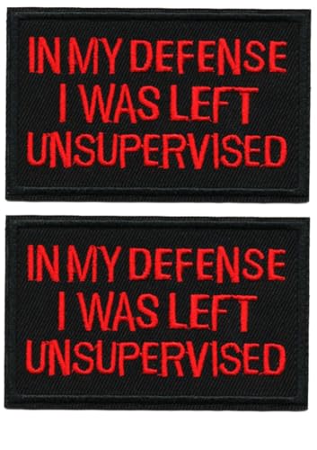 Stickerei-Aufnäher, taktische Moral-Aufkleber, Verschlüsse, Bügeln und Nähen, 2 englische Textabzeichen, Kleidungsdekorationsaufkleber und Stoff (INMY Defense I was left unsupervised) von BFYDmttuBF