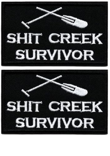 Stickerei-Aufnäher, taktische Moral-Aufkleber, Verschlüsse, Bügeln und Nähen, 2 englische Textabzeichen, Kleidungsdekorationsaufkleber und Stoff (Shit Creek Survivor) von BFYDmttuBF