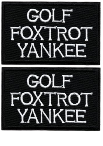 Stickerei-Flicken, taktische Moral-Aufkleber, Verschlüsse, Bügeln und Nähen, 2 englische Textabzeichen, Kleidungsdekorationsaufkleber und Stoff (Golf Foxtrot Yankee) von BFYDmttuBF