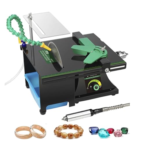 BGAZA Verbesserte Schmuckpolier-Puffermaschine, Tischdrehmaschine, Steinpolierer, verstellbares Mini-Mehrzweckhaus for die Holzbearbeitung von Edelsteinmetallen Für die Schmuckherstellung(White Set) von BGAZA