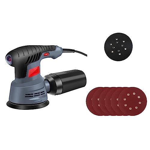 Elektrischer 400-W-Random-Orbit-Schleifer, Staubentfernungsfunktion, variabler Geschwindigkeitsschleifer mit 125-mm-Schleifpapier(Package-1) von BGAZA