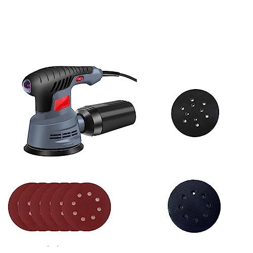 Elektrischer 400-W-Random-Orbit-Schleifer, Staubentfernungsfunktion, variabler Geschwindigkeitsschleifer mit 125-mm-Schleifpapier(Package-2) von BGAZA