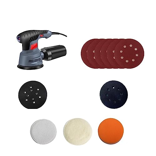 Elektrischer 400-W-Random-Orbit-Schleifer, Staubentfernungsfunktion, variabler Geschwindigkeitsschleifer mit 125-mm-Schleifpapier(Package-3) von BGAZA