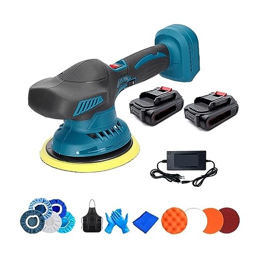 Elektroauto-Poliermaschine, hocheffiziente kabellose Auto-Wachs-Poliermaschine, multifunktionaler Exzenterschleifer(2PCS 2000mAh Battery) von BGAZA